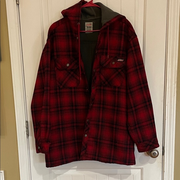 Dickies Other - Dickies Legendary Red and Black XL Plaid Shirt Jacket with hood